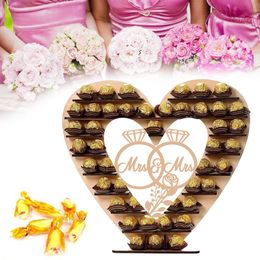 Romantische bruiloft houten ornamenten mrmrs chocoladetrap display candy cupcake desserts houder huisdecor bruiloftszakken