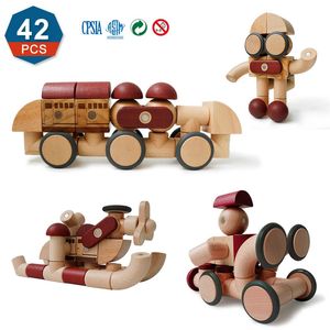 Romboss 42 pièces jeu de cerveau blocs magnétiques ensemble d'aimants préscolaires jouets éducatifs boisés pour enfants cadeaux de noël 240110