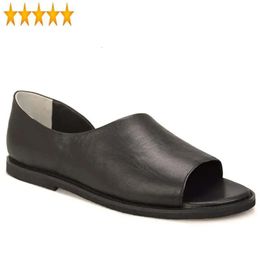 Rome Men Sandals 2024 Summer Slip onfers Logs authentiques en cuir authentique Chaussures mâles vintage décontractée pantoufle plus taille 5258 par