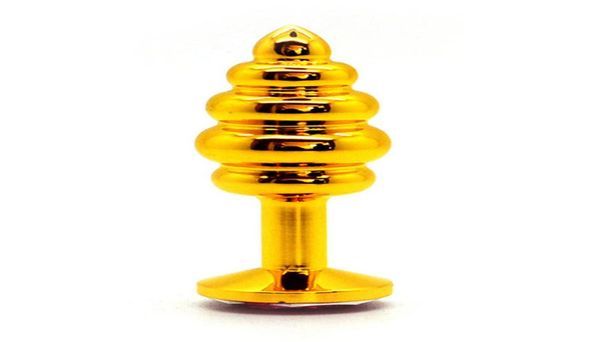 Romeonight Luxury Golden Filed Metal Butt Plug Anal insert Sexy Stopper Anal Sex Toys Audlt Products Q1106268G8096997