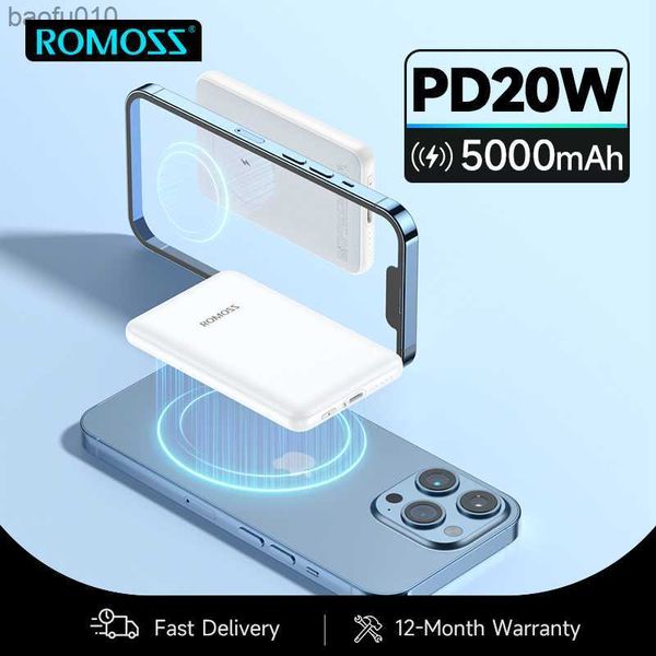 ROMOSS Magnetic Power Bank PD 20W Charge Rapide 5000mah Chargeur Portable Batterie Externe Sans Fil Magsafe Powerbank Pour iPhone 13 L230712