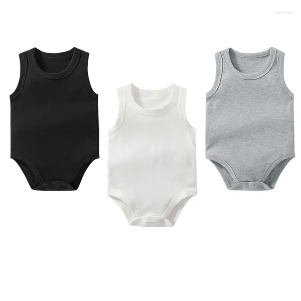 Rompères 0-24 mois nés bébé vêtements robeper coton sans manches gilet pure couleurs de service d'été