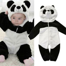 Rompers 0-36 maanden Geboren babykleding Keep warme winter jumpsuits Over het algemeen Panda Dierlijke Hooded Rompers Baby Boy Romper Baby Girl Pyjama 230516