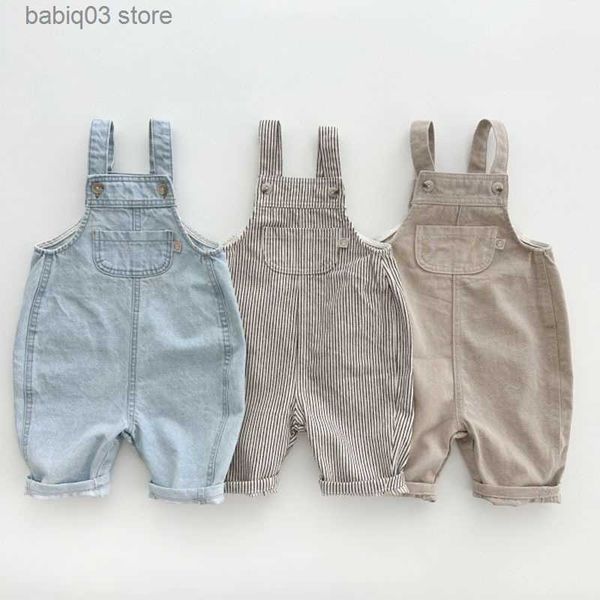 Barboteuses 0-3y Garçons Lâche Mode Salopette Simple Polyvalent Sans Manches Barboteuse Nouveau-Né Infantile Filles Denim Pantalon À Bretelles Nouveau Bib Pantalon T230529