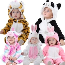 Barboteuses 0-4Y Panda Rabbit Romper pour bébé fille vêtements nés à capuche enfant en bas âge combinaison d'hiver 1 2 3 4 ans Kigurumi enfants pyjama 231120