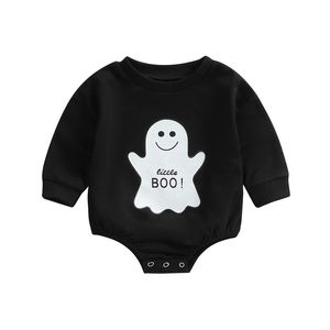 Rompers 0620 Lioraitiin 018m geboren Baby Boy Girl Halloween Ghost Gedrukt Ronde Nek Letter Patroon Playsuit Bodysuit Jumpsuit 220919