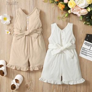 Rompers 1-5 jaar peuter babymeisje kleren mouwloze bodysuit zomer mode jumpsuit baby kostuum schattige kinderen meisje outfit D240425