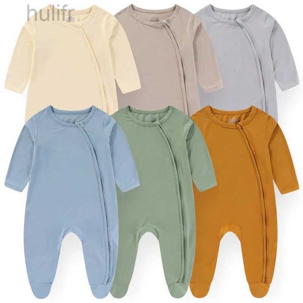 Rompers 2 pièces Unisexe Nouveau-Born Couleurs solides Jumptes Cotton Baby Girl Vêtements 0-12m Béchons à 200 zippés Longs manches longues automne D240425