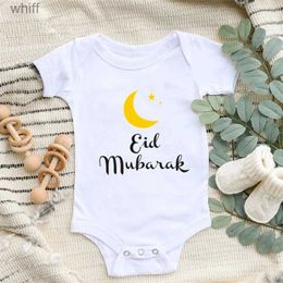 Mamelucos 2022 Eid Mubarak Ropa de bebé Algodón Cuerpo infantil Manga corta Mono para bebé Eid Niño Niña Ropa de Ramadán Regalo musulmán islámicoC24319