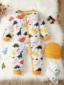 Rompertjes 2022 Nieuwe Baby Jongens Romper Leuke Cartoon Eendelig Gekamd Katoen Pasgeboren Baby Kleding Lange Mouw Romper Peuter Jongen OutfitsL231114