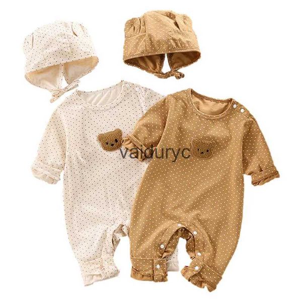 Barboteuses 2023 automne bébé barboteuse mignon ours une pièce body pour filles garçons longue sans manches infantile combinaison coton nouveau-né vêtements 0-2Tvaiduryc