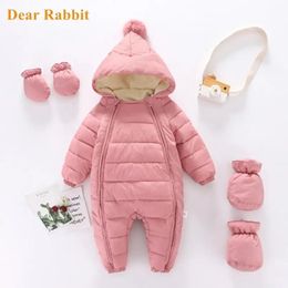 Rompertjes 2023 Born Capuchon Plus Fluwelen Warme Jongens Snowsuit Peuter Sneeuwpak Baby Meisje Kleding Katoenen Overalls Born Jumpsuit 231202