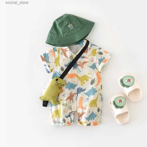 Rompers 22011 Baby Boy Jobsuit 2024 Summer NUEVA Moda Baby Boys One Piece Cartoon Dinosaur Dinosaur