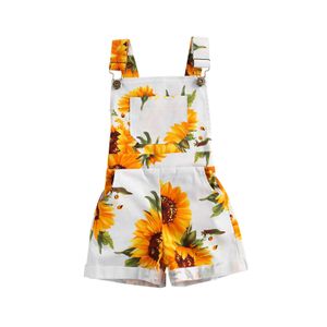 Rompers 27y Kids overalls Summer Fashion Sunflower Print Mouwlive Jarretl Shorts Girl Jumpsuits Clothing J220922