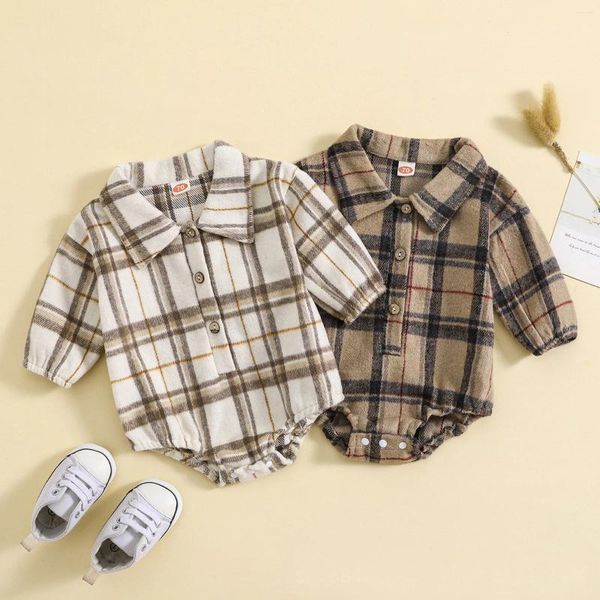 Mamelucos 3-24M Navidad nacido bebé niños mameluco estampado a cuadros mono mono otoño primavera manga larga mono ropa para niños pequeños