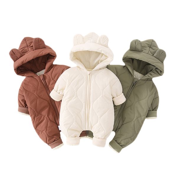 Mamelucos 3-24M invierno grueso nacido bebés niñas niños con capucha algodón ropa infantil traje mono cálido nieve ropa al aire libre 221122