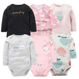 Rompers 3-6 Nieuwe 100% katoenen babyjongens en meisjes strakke passende lange mouwen zachte baby onesie baby shower cadeau jumpsuitl2405