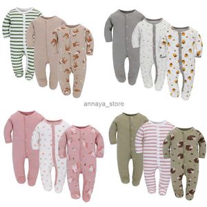 Barboteuses 3 pièces bébé barboteuses coton garçons filles nouveau-né à manches longues printemps hiver vêtements Onesie combinaison infantile doux pyjamas vêtementsL231129