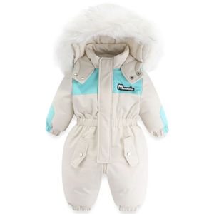 Rompertjes -30 Graden Rusland Winter Kinderkleding Set Waterdichte Baby Skipak Jumpsuit Plus Fluwelen Jongens Overalls Warme Kinderkleding 231218