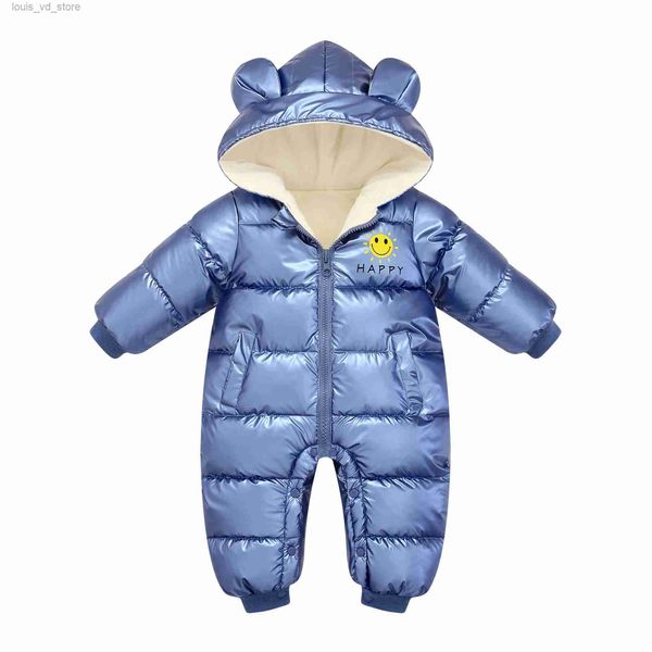 Rompers -30 Nouveau-né bébé roberie garçon vêtements hiver plus velours combinaison de neige chaude pour enfants fille saut de combinaison bébé manteau capuche t231205