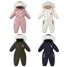 Mamelucos -30C Ropa de bebé de invierno Espesar Trajes de nieve cálidos para niña Niño Chaquetas con capucha Trajes de esquí impermeables Abrigos para niños Ropa exterior 221117