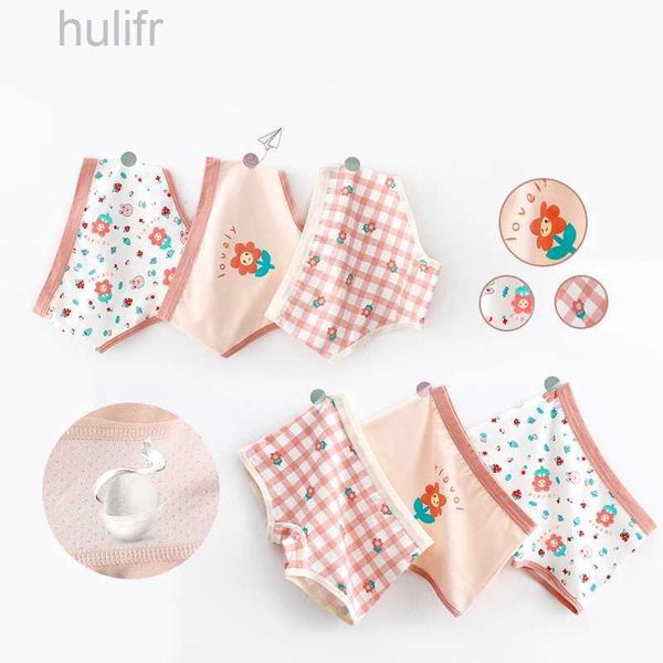 Rompers 3pcs / lot kids culotte 7 collections chirdrens sous-vêtements belles filles briefs floraux pantalon mignon pantalon bébé dots coton coton d240425