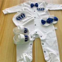 Rompers 4pcs Crown Jewelry Bienvenue Home Romper Baby Clothing Name personnalisé Girl Boy's Toddler's Cotton Turnits Born Gift 220919