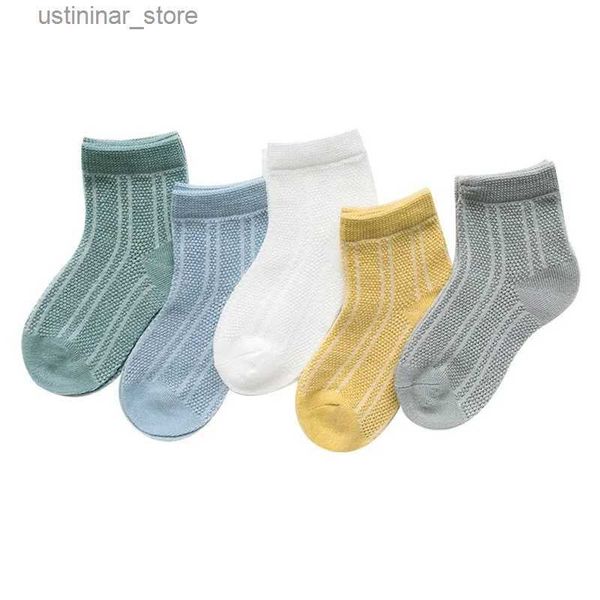 Rompers 5 Pairs / Lot 0-1y Baby chaussettes pour bébés chaussettes d'été solides pour filles en coton Migne NOUVEAU-né chaussettes de bébé accessoires L47