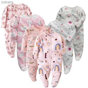 Barboteuses 6 pièces/lot barboteuses bébé nouveau-né bébé filles garçons vêtements 100% coton manches longues bébé pyjamas dessin animé imprimé bébé ensemblesL240105