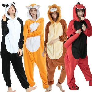 Rompertjes Volwassenen Dieren Onesies Eenhoorn Kigurumi Pyjama Nachtkleding Dames Heren Winter Unisex Stitch Kostuums Kinderen Cartoon Flanellen Pyjama 231208