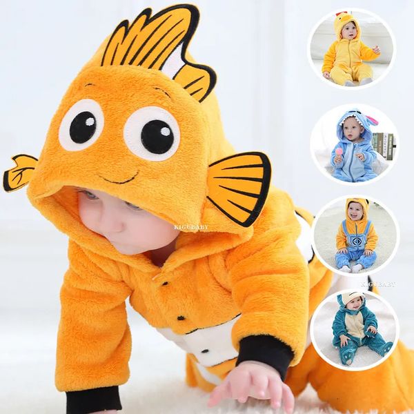 Barboteuses Anime Nemo infantile bébé barboteuses vêtements garçons filles dessin animé pyjamas Cosplay Costume bébé Onesie vêtements né à capuche mignon 231025