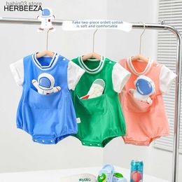 Barboteuses astronaute imprimé bébé body tout-petits costume dessin animé vêtements de nuit pour les nouveau-nés combinaison été bébé garçons vêtements + poupée T230529