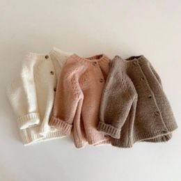 Rompers Autumn Baby Boys Girls Coat Sweater Toddler Knit Cardigans born Knitwear Long sleeve Cotton Jacket Tops 230815