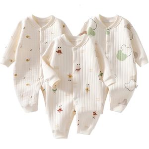 Barboteuses Automne bébé vêtements coton né barboteuse ours lapin dessin animé imprimé combinaison enfant en bas âge infantile Onesie garçons filles body 024M 231010