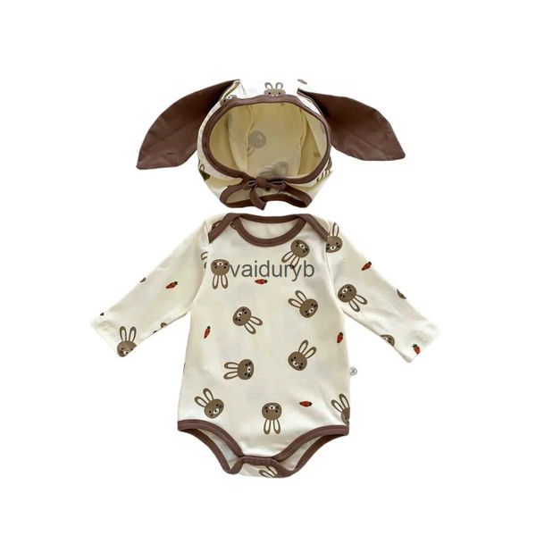 Barboteuses Automne bébé vêtements ensemble nouveau-né barboteuse avec chapeau coton enfant en bas âge tenue costumes mignon lapin coréen enfants combinaisons pour filles garçons 0-2Yvaiduryb