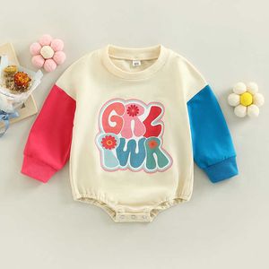 Rompers herfst baby rompers peuter pasgeboren babymeisjes katoenbrief printen met lange mouwen sweatshirt jumpsuits schattige kleding j220922