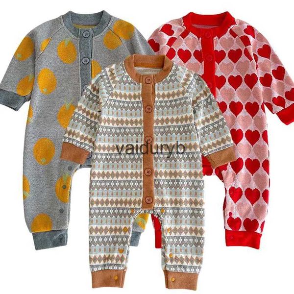 Mamelucos Mono de bebé de punto de otoño Mameluco con estampado lindo vintage para niños Niñas Suéter de una pieza Mono Ropa para bebés recién nacidos coreanosvaiduryb