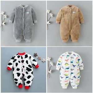 Rompers herfst winter baby warme kleren jongen meisje pure kleur romper baby flanel zachte fleece jumpsuit peuter overalls 221107