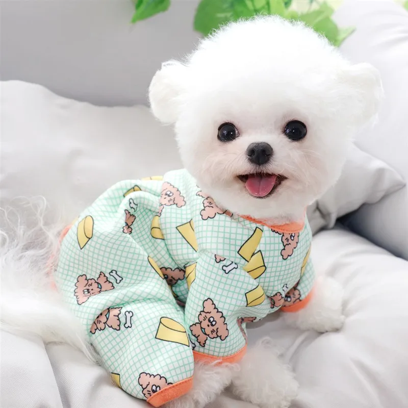 Rompers Autumn Winter Pet Dog Clothes Cotton Homewear Puppy Bear Sleepwear For Dog Soft Fourlegged Hoodies Clothing Bodysuit Ropa Perro