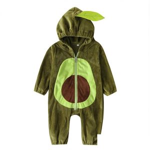 Rompers Baby Avocado Hooded Winter Farmal Flannel Costume de la flanelle chaude Bodys de combinaison nés sur les vêtements d'extérieur