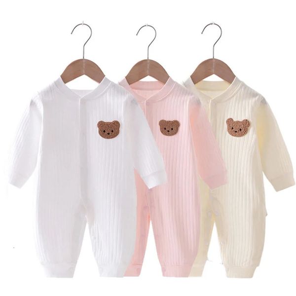 Barboteuses bébé ours body coton automne printemps bébé body enfant en bas âge filles garçons vêtements bébé enfants Onesie maison vêtements décontractés 231102