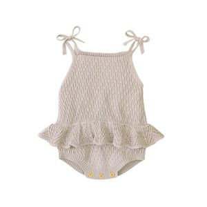 Rompers baby bodysuit schattig geboren meisje outfits kleding tops mode zomer peuter kinderband jumpsuit solide gebreide kinderen onesie 0-2y 220905