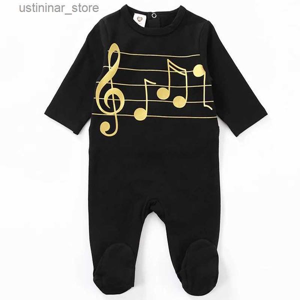 Rompers Baby BodySity Pyjamas Kids Vêtements Long Manches Enfants Vêtements Noir Baby Personnes Musique Gol