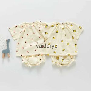 Rompers Baby Bodysuits Lemon Print Toddler One Piece Infant Cherry Jumpsuits Pasgeboren kleding H240429