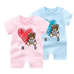 Rompers Baby Boy Girl Kids Designer Zomer Hoge kwaliteit Pure katoenen korte mouwen Kleding van 1-2 jaar oud pasgeboren jumpsuits Children's Clothing