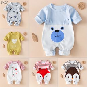 Mamelucos Baby Boy Romper Mono Nacido Pijamas Infantil S Niños Niñas Dibujos animados Algodón Botón Ropa 0-12 meses 231120