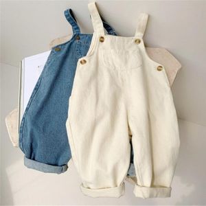 Rompers Baby Boy Solid Denim Overalls Child Jean Bib Pants Infant Jumpsuit Children S Kleding Kids Autumn Girls Outfits 230407