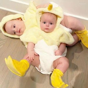 Barboteuses bébé garçons filles poulet Costume à manches courtes Snap Up peluche barboteuse né poussin oeuf vêtements pour bébés