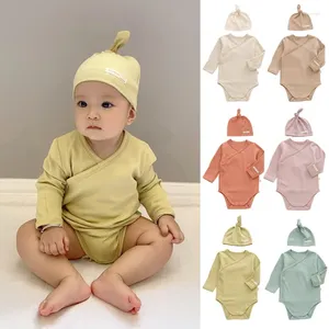 Barboteuses Bébé Garçons Filles Barboteuse Coton Booty Wrap Triangle Crawl Costume Né Vêtements Enfant En Bas Âge Boucle Latérale Sangle À Manches Longues Vêtements Pour Enfants