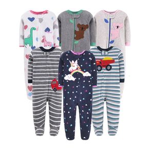 Barboteuses Vêtements de bébé né infantile bébé fille garçon barboteuse automne hiver chaud polaire polaire imprimé combinaison pour un 0-12 mois 230925